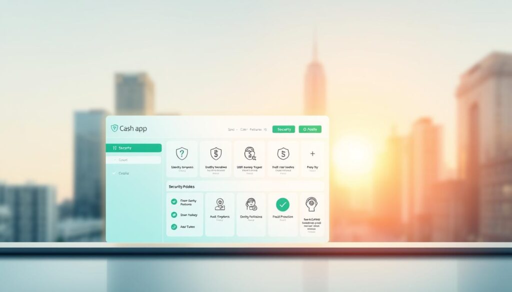 A sleek and modern digital security dashboard displaying the latest updates and security features for the Cash App mobile platform. The dashboard occupies the foreground, rendered in a minimalist design with clean lines and subtle gradients. The middle ground showcases various security icons and illustrations, highlighting the app's encryption, identity verification, and fraud protection capabilities. The background features a soft, blurred cityscape, conveying a sense of secure digital transactions within an urban environment. The overall image radiates a professional, trustworthy, and technologically advanced atmosphere.