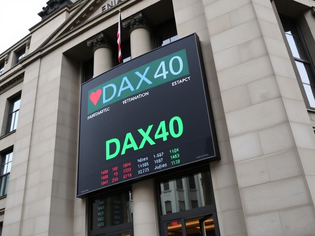 Frankfurt Stock Exchange building with DAX40 display board Frankfurt Stock Exchange building with DAX40 display board
