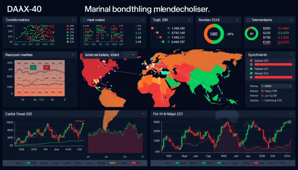 Global market correlation dashboard showing DAX40 relationships
