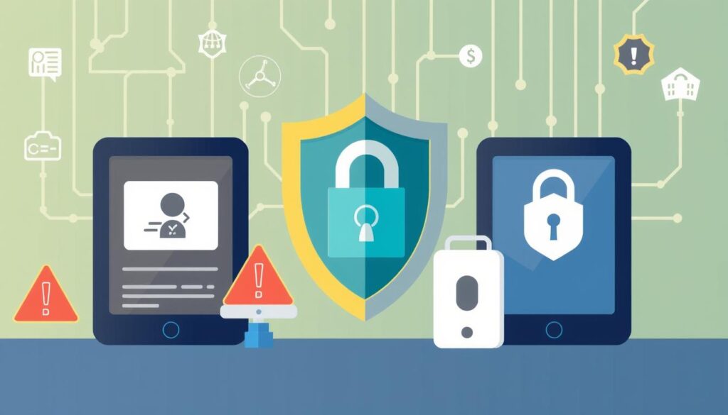 Illustration of IoT security concerns showing data protection and privacy issues