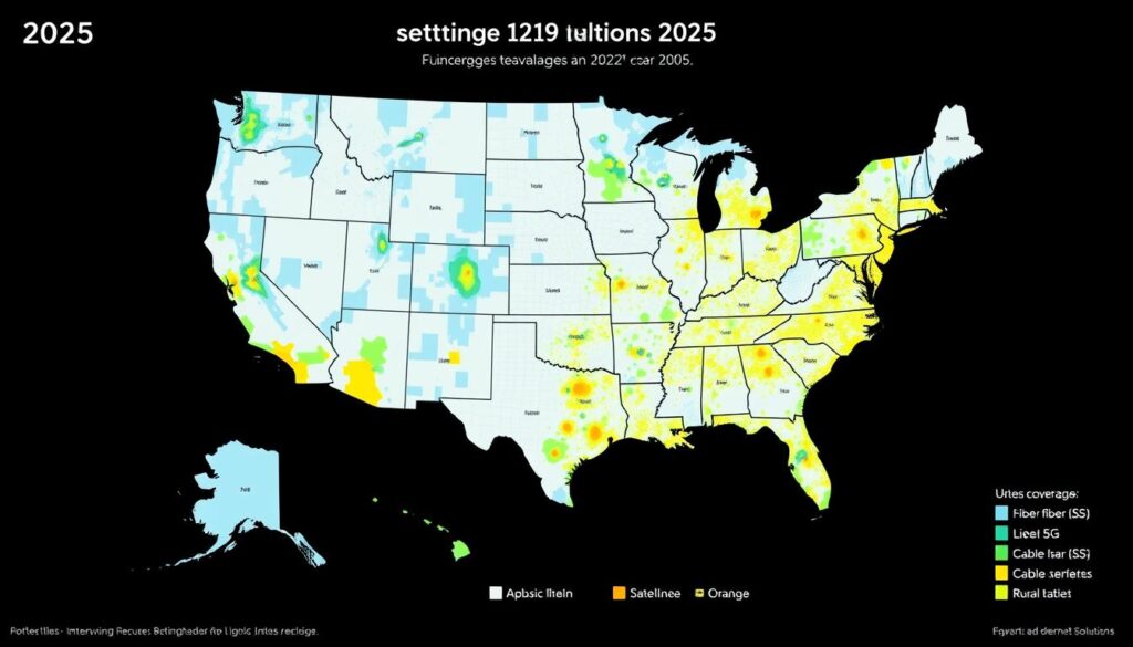 Map showing the expansion of high-speed internet coverage across the United States in 2025, highlighting urban and rural differences Map showing the expansion of high-speed internet coverage across the United States in 2025, highlighting urban and rural differences
