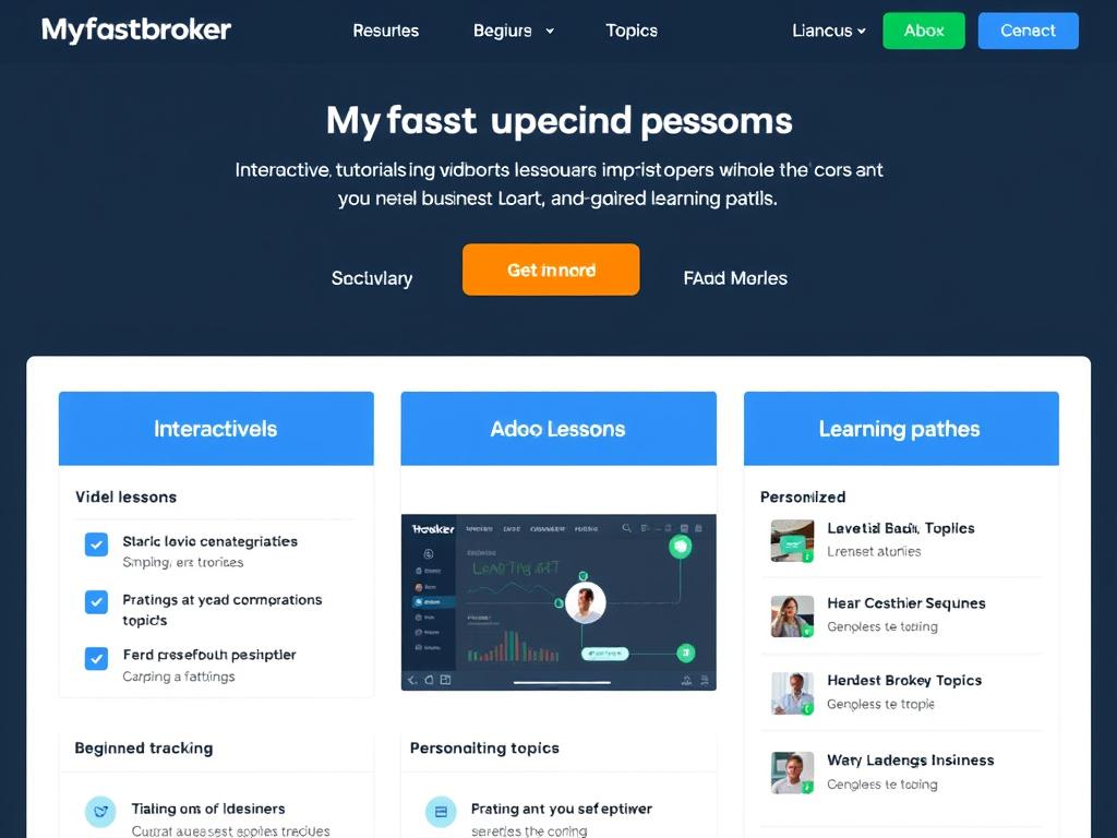 Myfastbroker.com's educational resources showing interactive tutorials and personalized learning paths Myfastbroker.com's educational resources showing interactive tutorials and personalized learning paths