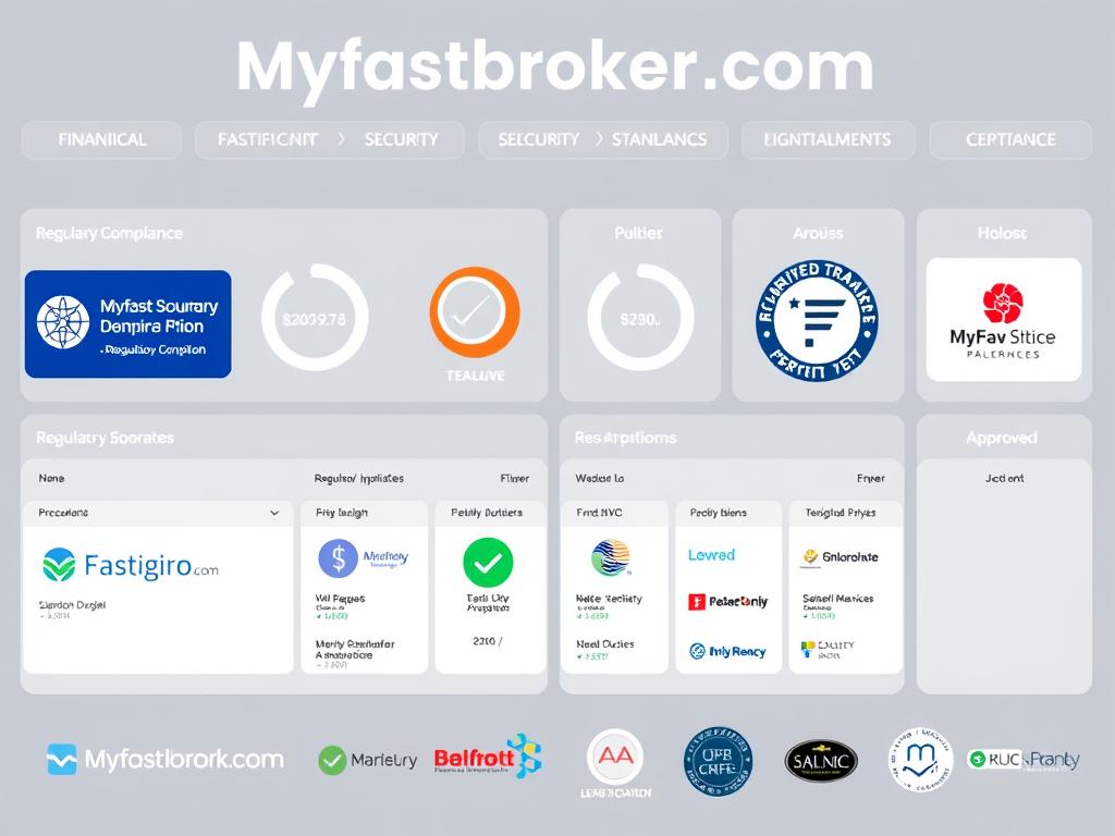 Myfastbroker.com's regulatory compliance dashboard showing certifications and security standards Myfastbroker.com's regulatory compliance dashboard showing certifications and security standards
