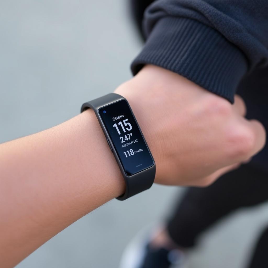 Person wearing fitness tracker and smartwatch